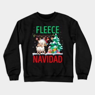 fleece navida funny Christmas sheep | sheep with Santa hat Christmast gift farmer sheep lover Crewneck Sweatshirt